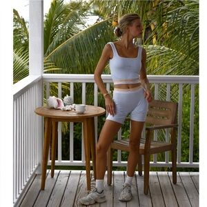 YLLW Juni Ribbed Cropped Tank and Shorts Set sz S